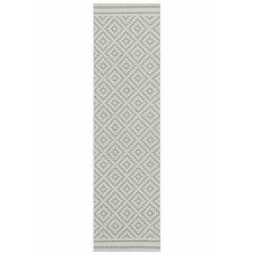 Patio PAT11 Diamond Modern Geometric Durable Stain-Resistant Weatherproof Flatweave In-Outdoor Grey/Cream Runner-Asiatic Carpets-Rug Love - The Most Loved Rug Store
